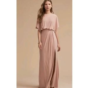 BHLDN Lena Flutter Sleeve Dress Pink Bridesmaid Wedding Maxi Women’s size 4